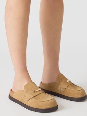 Steve Madden Tan Suede Backless Loafers